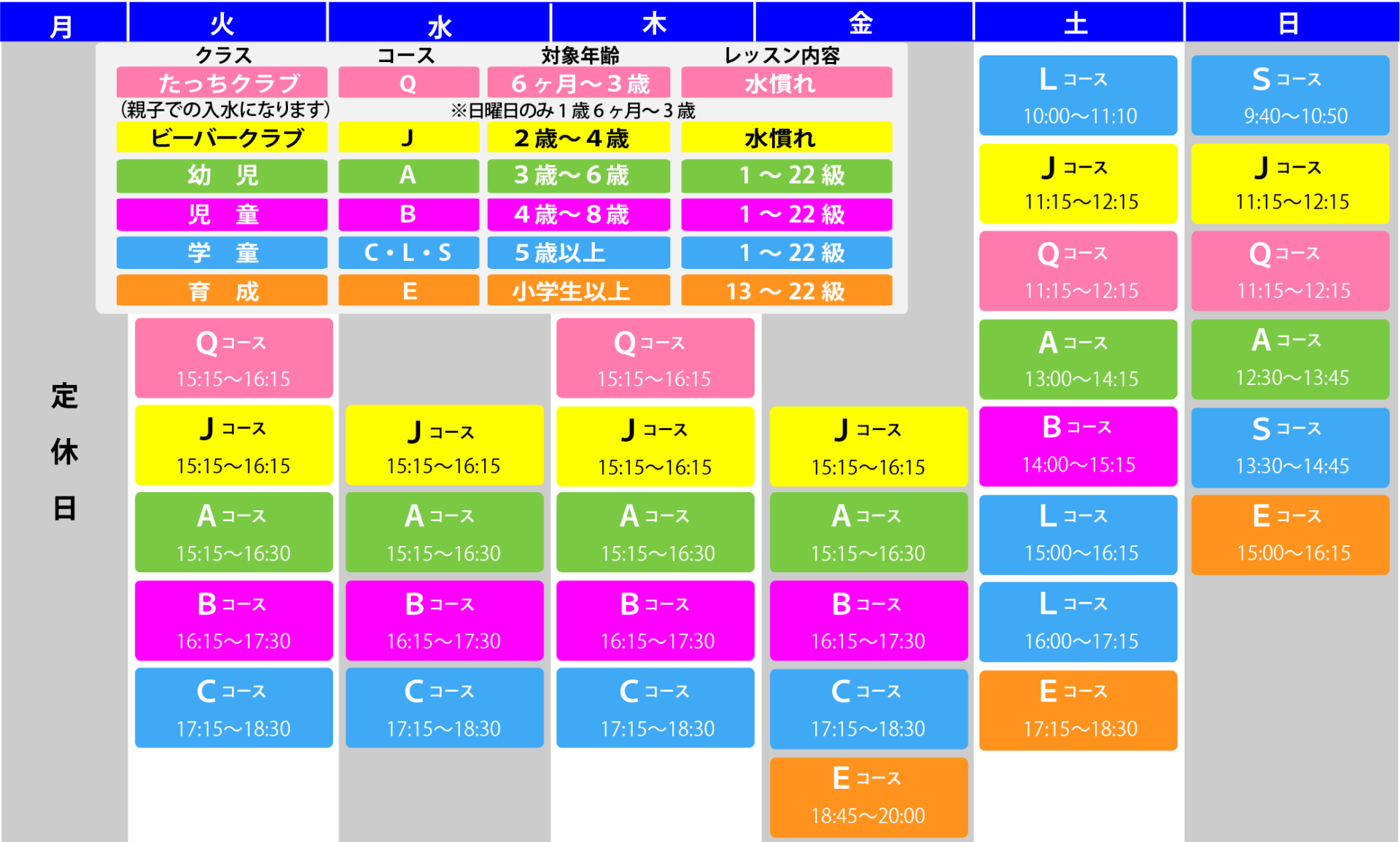 スポーツプラザ山新鉾田ジュニアスイミングスケジュール表