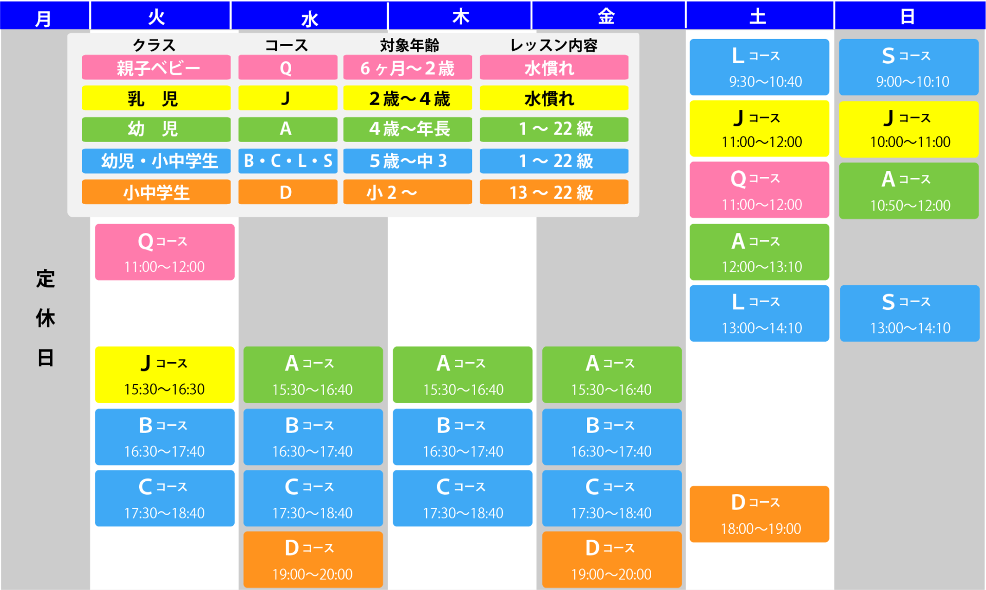 スポーツプラザ山新常陸太田ジュニアスイミングスケジュール表